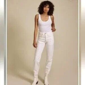 Edwin 1947 Women's Hana High Rise Straight Leg Crop Jeans White Noise Sz 29 NWT